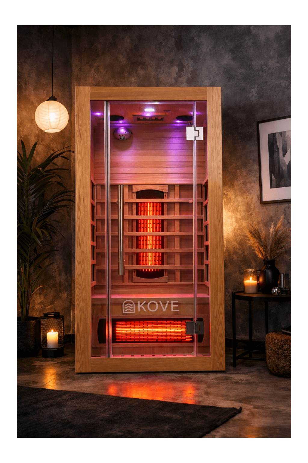 Empire Kove 1-Person Infrared Sauna Cabin Compact – Hemlock Wood, Glass Front, Bluetooth & Full Spectrum Heating | KOVE-INF1 Indoor Infrared Saunas Kove Designs