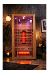 Empire Kove 1-Person Infrared Sauna Cabin Compact – Hemlock Wood, Glass Front, Bluetooth & Full Spectrum Heating | KOVE-INF1 Indoor Infrared Saunas Kove Designs