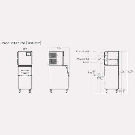 Hamoki Commercial Ice Maker Machine 190kg Output / 125 kg Storage - 281008 Ice Machines Hamoki   