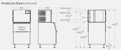 Hamoki Commercial Ice Maker Machine 227kg Output / 170kg Storage - 281009 Ice Machines Hamoki   