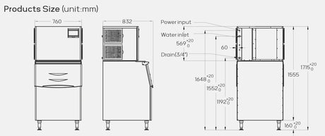 Hamoki Commercial Ice Maker Machine 455kg Output / 170kg Storage - 281011 Ice Machines Hamoki   