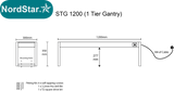 Nordstar Heated Gantry Single Tier Chefs Rack Overshelf 1200mm 3 Quartz Lamp | STG1200 Heated Gantry Chef's Rack Nordstar
