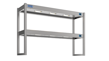 Nordstar Heated Gantry Double Tier Chefs Rack Overshelf 1200mm 6 Quartz Lamp | DTG1200 Heated Gantry Chef's Rack Nordstar