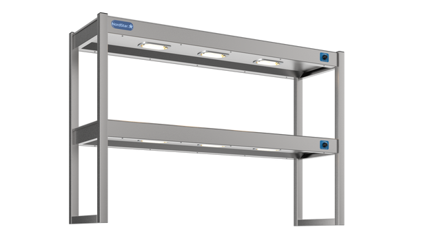 Nordstar Heated Gantry Double Tier Chefs Rack Overshelf 1200mm 6 Quartz Lamp | DTG1200 Heated Gantry Chef's Rack Nordstar