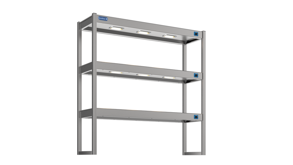 Nordstar Heated Gantry Triple Tier Chefs Rack Overshelf 1200mm 9 Quartz Lamp | TTG1200 Heated Gantry Chef's Rack Nordstar