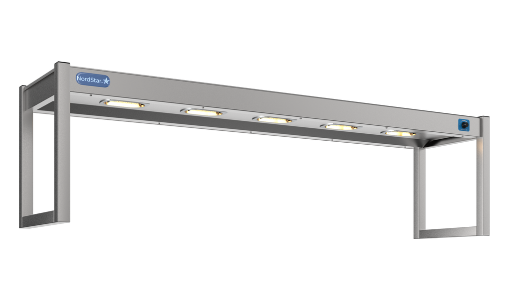 Nordstar Heated Gantry Single Tier Chefs Rack Overshelf 1500mm 3 Quartz Lamp | STG1500 Heated Gantry Chef's Rack Nordstar
