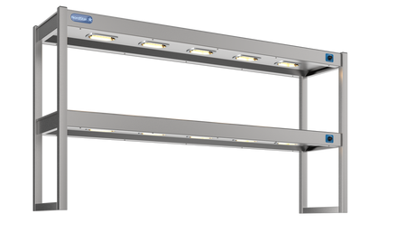 Nordstar Heated Gantry Double Tier Chefs Rack Overshelf 1500mm 6 Quartz Lamp | DTG1500 Heated Gantry Chef's Rack Nordstar