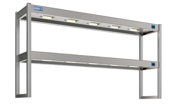 Nordstar Heated Gantry Double Tier Chefs Rack Overshelf 1500mm 6 Quartz Lamp | DTG1500 Heated Gantry Chef's Rack Nordstar