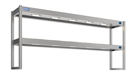 Nordstar Heated Gantry Double Tier Chefs Rack Overshelf 1800mm 6 Quartz Lamp | DTG1800 Heated Gantry Chef's Rack Nordstar
