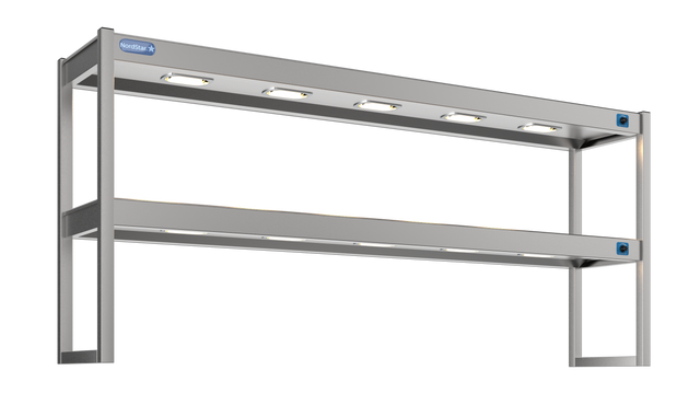 Nordstar Heated Gantry Double Tier Chefs Rack Overshelf 1800mm 6 Quartz Lamp | DTG1800 Heated Gantry Chef's Rack Nordstar