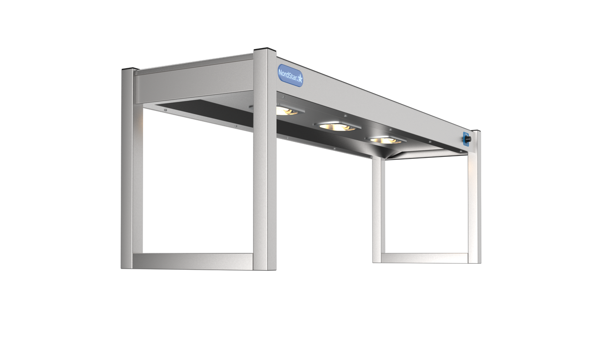 Nordstar Heated Gantry Single Tier Chefs Rack Overshelf 1200mm 3 Quartz Lamp | STG1200 Heated Gantry Chef's Rack Nordstar