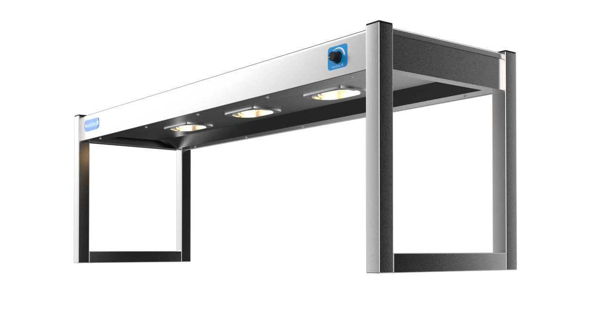 Nordstar Heated Gantry Single Tier Chefs Rack Overshelf 1200mm 3 Quartz Lamp | STG1200 Heated Gantry Chef's Rack Nordstar