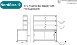 Nordstar Pass Through Hot Cupboard With Triple Tier Gantry Chef Pass 1500mm | TTC1500P Hot Cupboards Nordstar