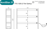 Nordstar Heated Gantry Triple Tier Chefs Rack Overshelf 1200mm 9 Quartz Lamp | TTG1200 Heated Gantry Chef's Rack Nordstar