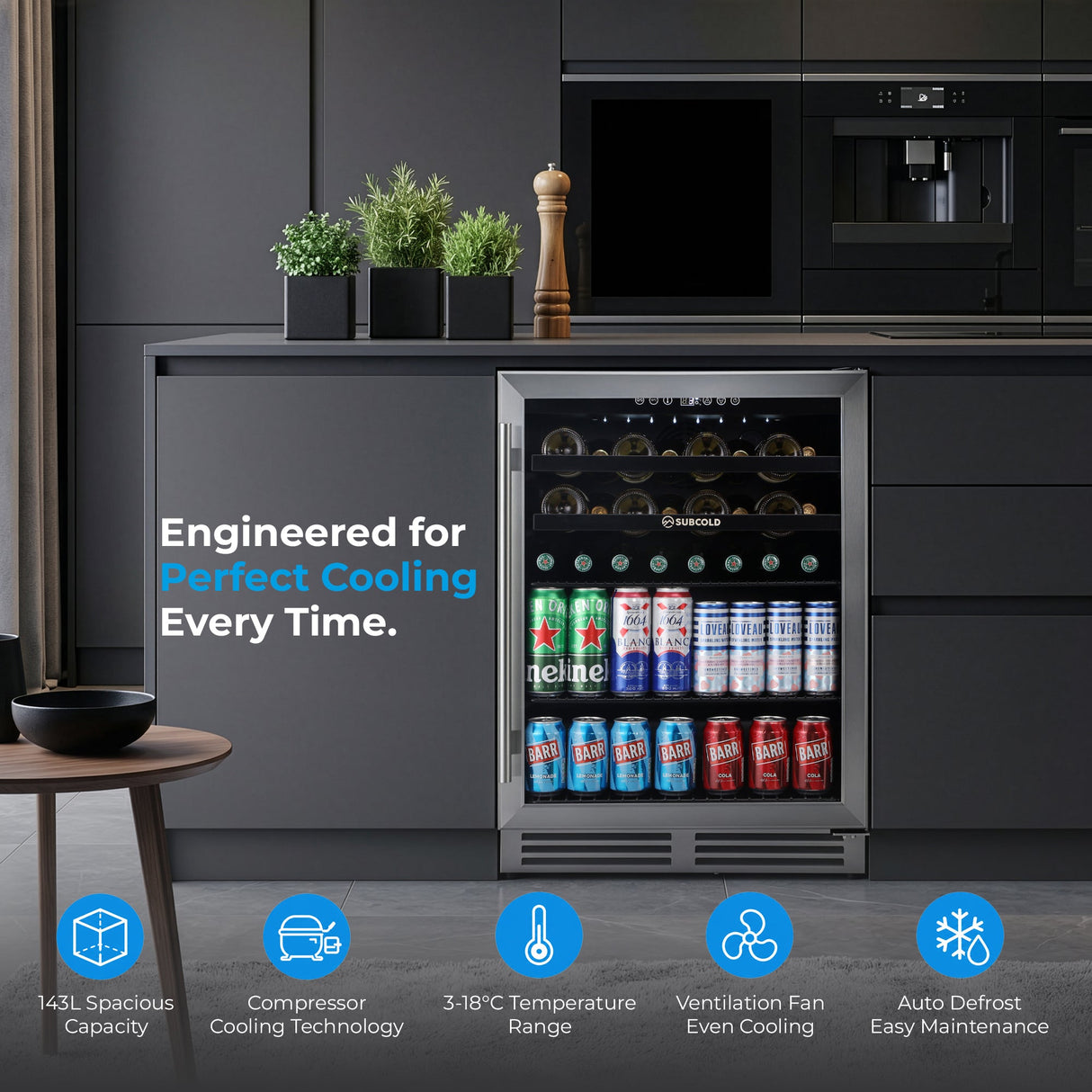 Subcold Integra60 Integrated 2 in 1 Drinks & Wine Cooler Drinks Display Fridge