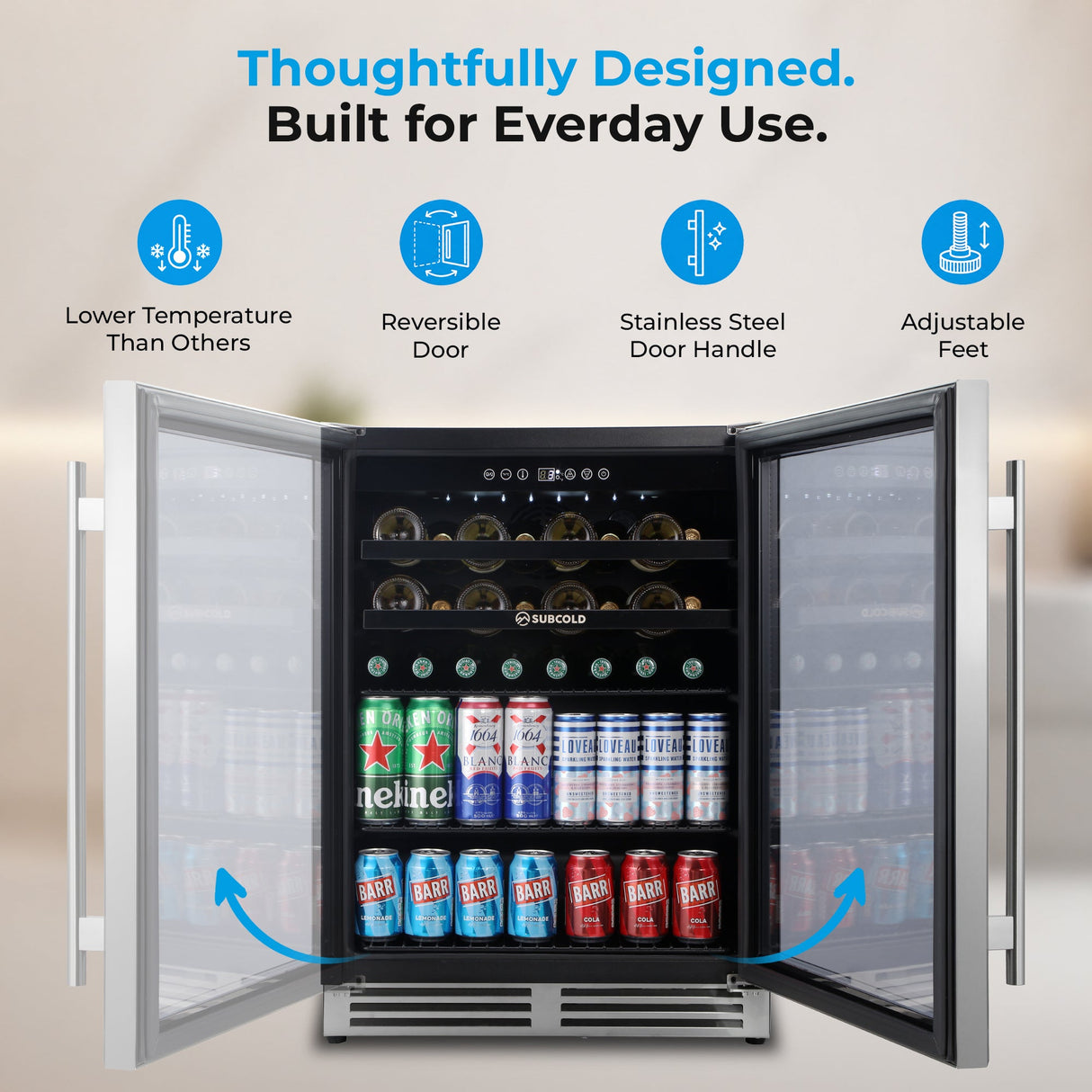 Subcold Integra60 Integrated 2 in 1 Drinks & Wine Cooler Drinks Display Fridge