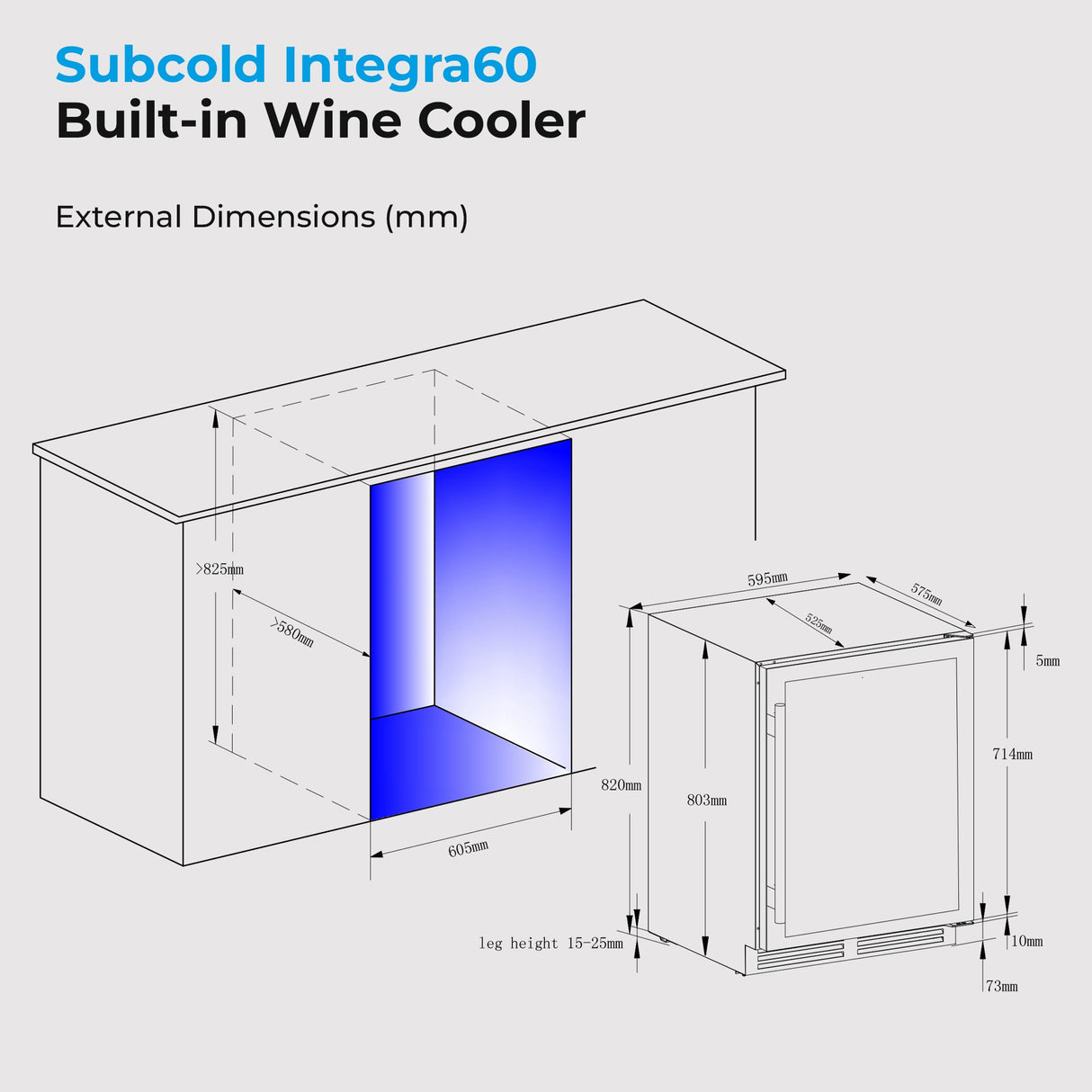 Subcold Integra60 Integrated 2 in 1 Drinks & Wine Cooler Drinks Display Fridge