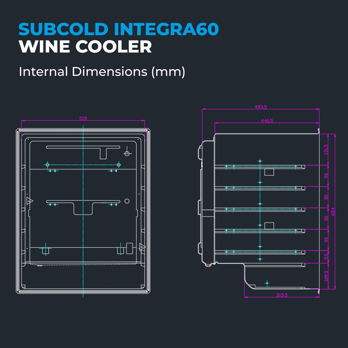 Subcold Integra60 Integrated 2 in 1 Drinks & Wine Cooler Drinks Display Fridge