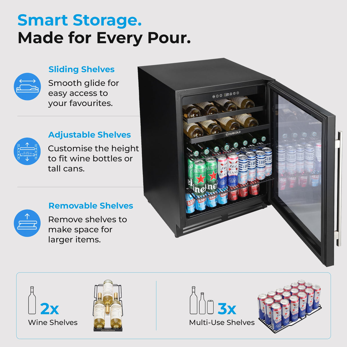 Subcold Integra60 Integrated 2 in 1 Drinks & Wine Cooler Drinks Display Fridge