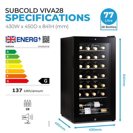 Subcold Viva28 LED Wine Cooler Wine Fridge Subcold Ltd