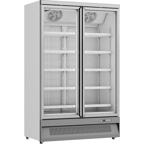 Prodis Heavy Duty Low Energy Double Door Display Freezer | XPD1250-N-G-LE Upright Glass Door Freezers Prodis