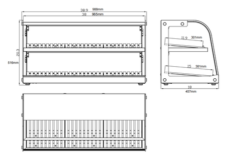Empire Glass Countertop Display Case Bakery Deli Cake Ambient - EMP-Z150R-C Ambient Display Units Empire