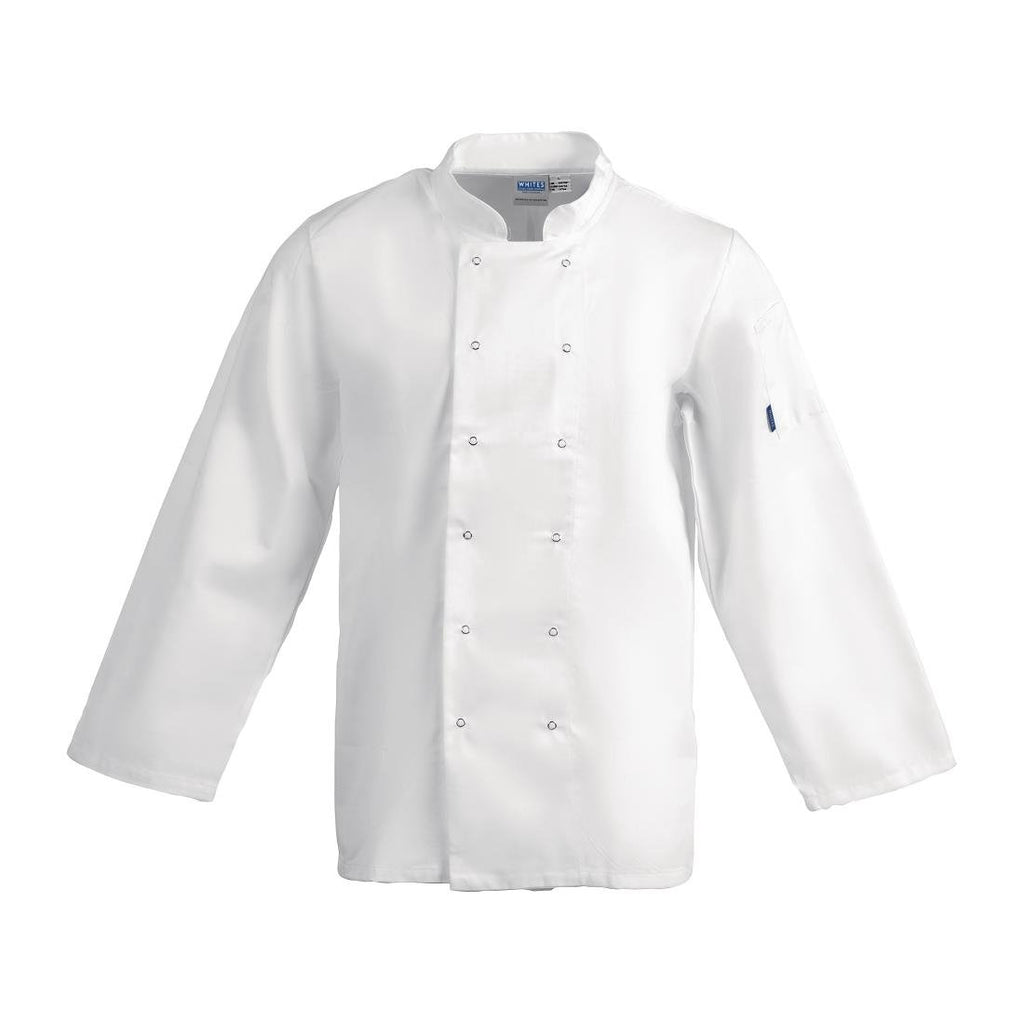 Whites Vegas Unisex Chefs Jacket Long Sleeve White XL - A134-XL Whites Chef Jackets and Tunics Whites Chefs Clothing   