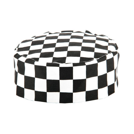 Whites Chefs Skull Cap Big Black and White Check - A161 Chef Beanies & Skull Caps Whites Chefs Clothing   
