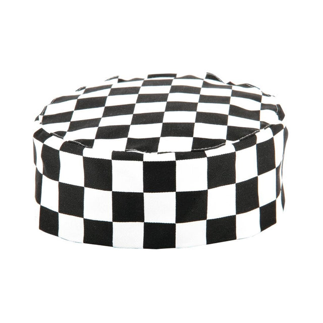 Whites Chefs Skull Cap Big Black and White Check - A161 Chef Beanies & Skull Caps Whites Chefs Clothing   