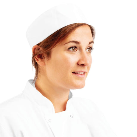 Whites Chefs Unisex Skull Cap Polycotton White - L - A203-L Chef Beanies & Skull Caps Whites Chefs Clothing   
