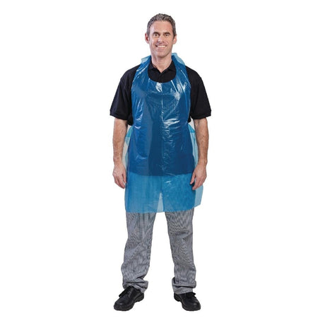 Disposable Polythene Bib Aprons Blue (Pack of 100) - A305  Smith Bateson   