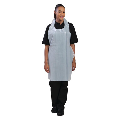 Disposable Polythene Bib Aprons White (Pack of 100) - A310  Smith Bateson   