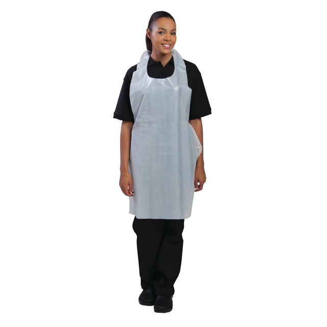 Disposable Polythene Bib Aprons White (Pack of 100) - A310  Smith Bateson   