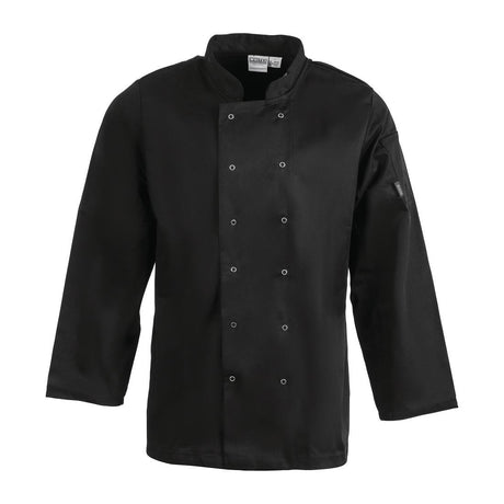 Whites Vegas Unisex Chefs Jacket Long Sleeve Black XL - A438-XL Whites Chef Jackets and Tunics Whites Chefs Clothing   