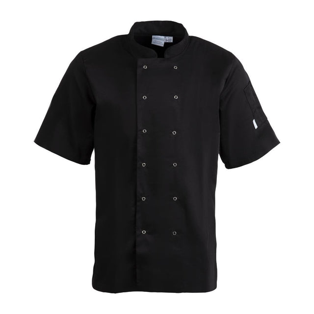 Whites Vegas Unisex Chefs Jacket Short Sleeve Black 3XL - A439-3XL  Whites Chefs Clothing   