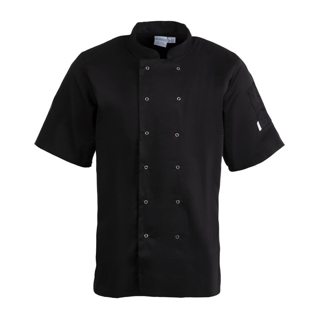 Whites Vegas Unisex Chefs Jacket Short Sleeve Black 4XL - A439-4XL  Whites Chefs Clothing   