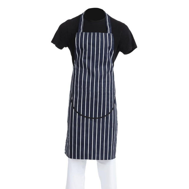 Whites Butchers Apron Navy Stripe with Pocket - A535  Whites Chefs Clothing   