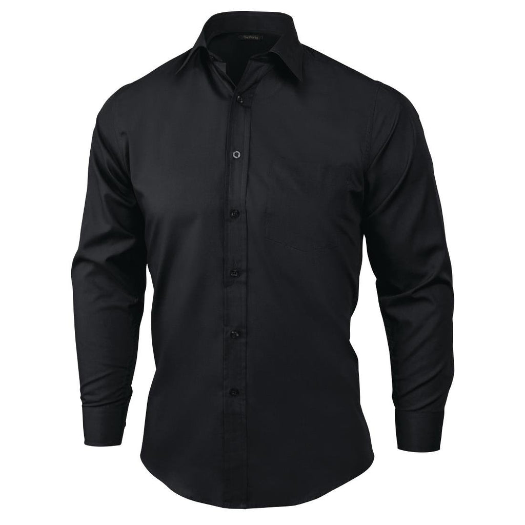 Chef Works Unisex Long Sleeve Dress Shirt Black M - A798-M Dress Shirts Chef Works   