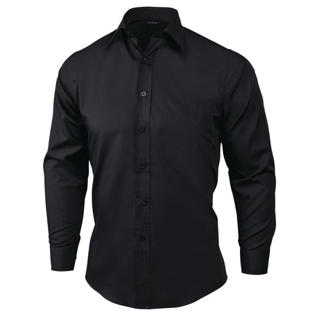 Chef Works Unisex Long Sleeve Dress Shirt Black XL - A798-XL Dress Shirts Chef Works   