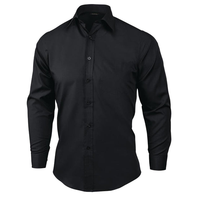 Chef Works Unisex Long Sleeve Dress Shirt Black XL - A798-XL Dress Shirts Chef Works   