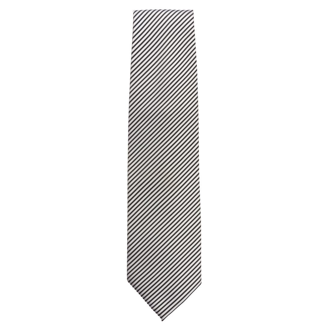 Chef Works Tie Silver and Black Fine Stripe - A886  Chef Works   