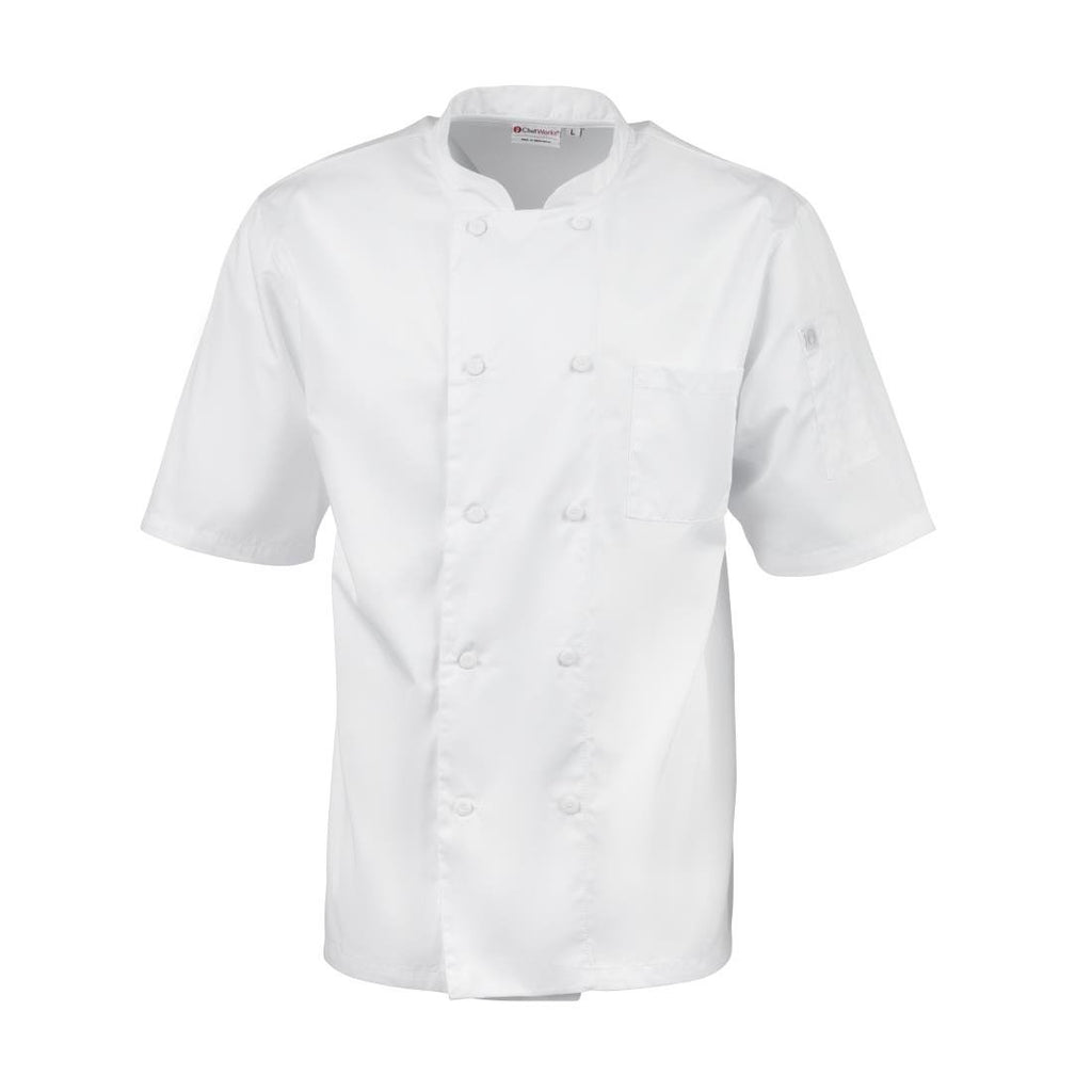 Chefs Works Montreal Cool Vent Unisex Short Sleeve Chefs Jacket White XL - A914-XL Chef Works Chefs Jackets Chef Works   