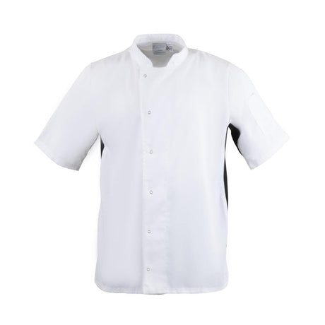 Whites Nevada Unisex Chefs Jacket Short Sleeve Black and White S - A928-S Whites Chef Jackets and Tunics Whites Chefs Clothing   