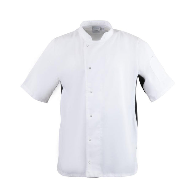 Whites Nevada Unisex Chefs Jacket Short Sleeve Black and White S - A928-S Whites Chef Jackets and Tunics Whites Chefs Clothing   