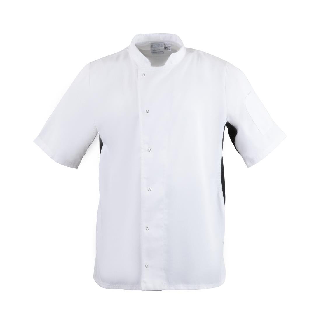 Whites Nevada Unisex Chefs Jacket Short Sleeve Black and White XS - A928-XS Whites Chef Jackets and Tunics Whites Chefs Clothing   