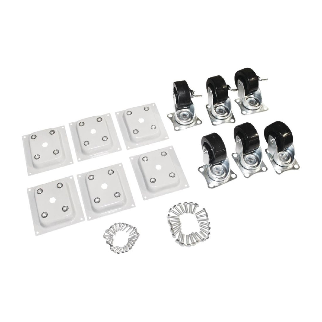 Polar Standard and Braked Castors including fixings for Chest Freezers (Pack of 6) - AJ450  Polar   