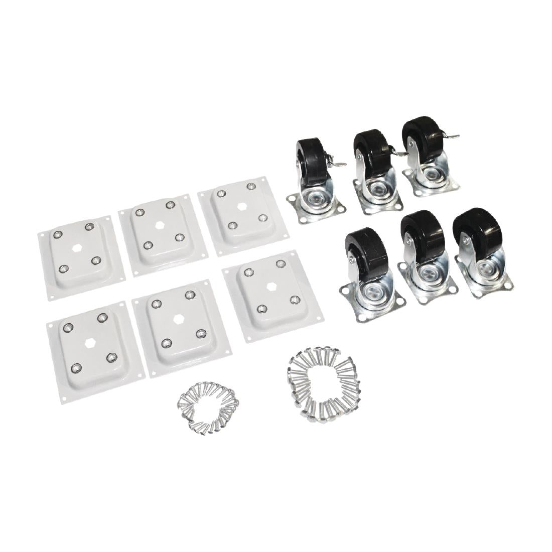 Polar Standard and Braked Castors including fixings for Chest Freezers (Pack of 6) - AJ450  Polar   