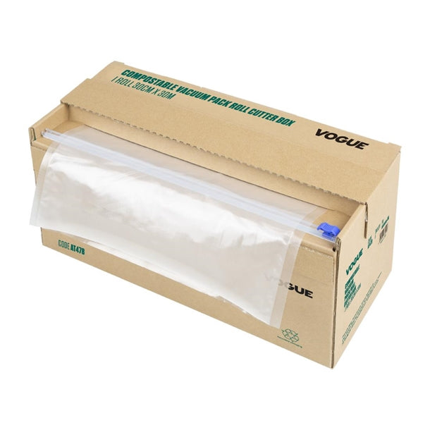 Vogue Compostable Vacuum Pack Roll Cutter Box 30cm x 30m - AT478  Vogue   