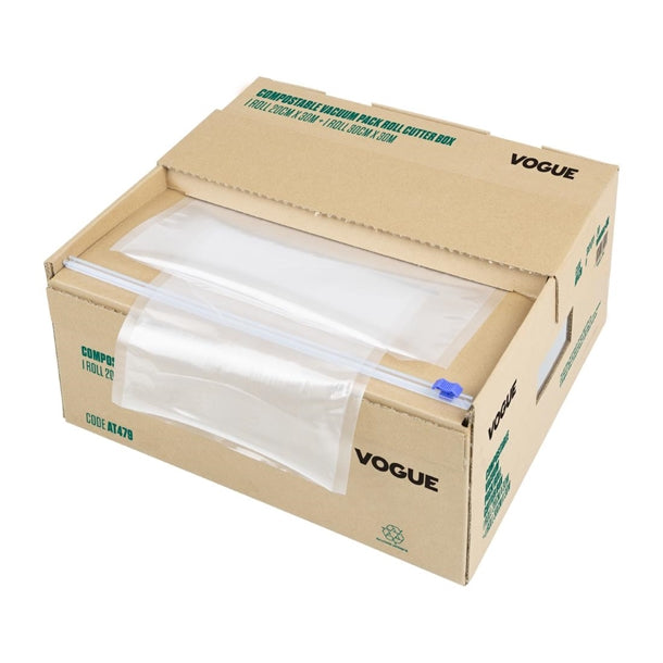 Vogue Compostable Vacuum Pack Roll Cutter Box 2x 30m Rolls - AT479  Vogue   