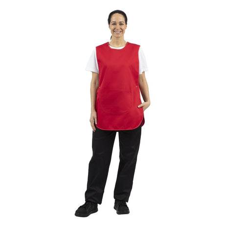 Whites Tabard With Pocket Red - B042  Whites Chefs Clothing   